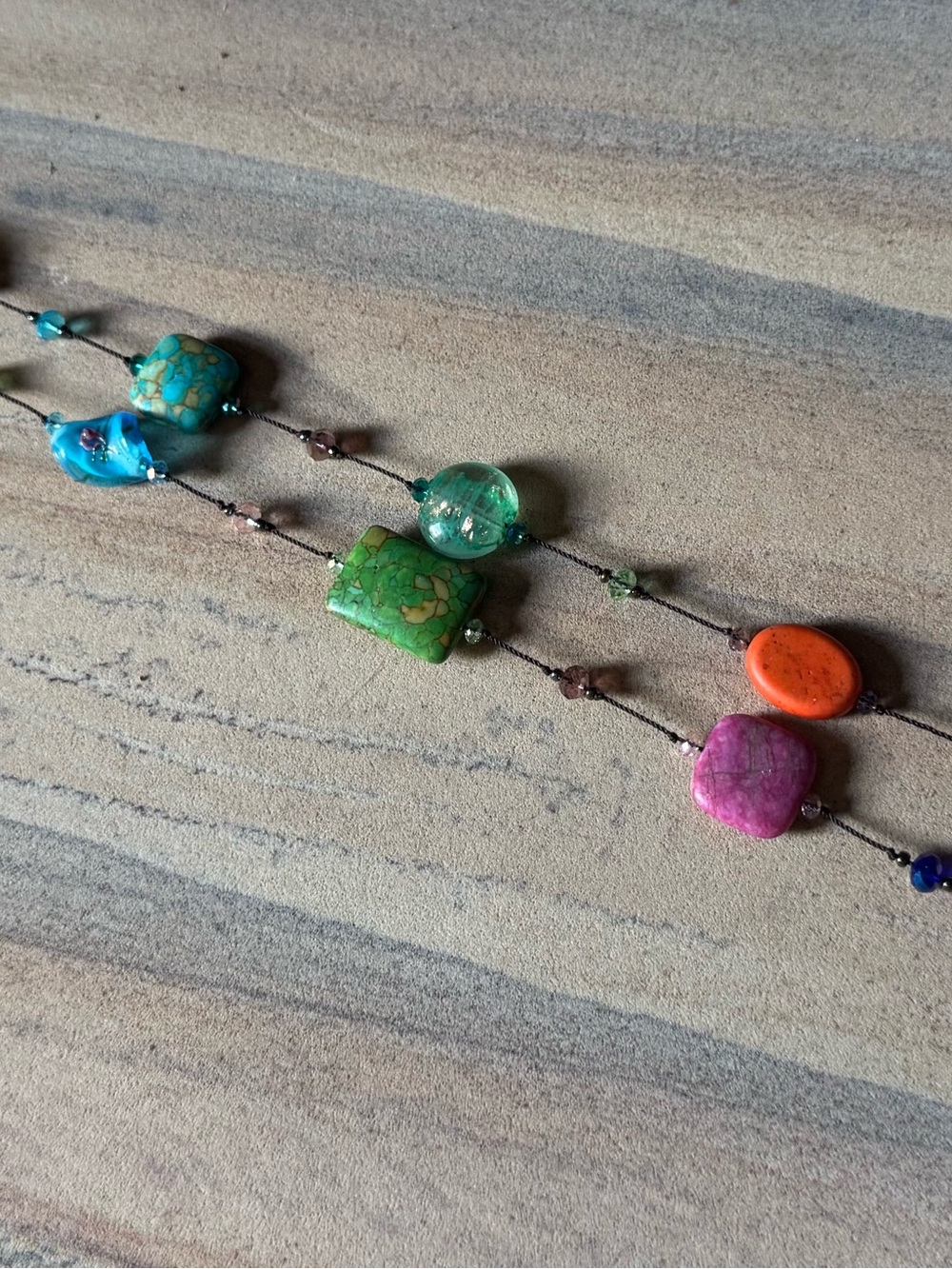 Premier Designs Multicolor Bead Necklace — Pink, Orange, Green & Blue